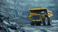 Huge heavy mining dump truck, open pit coal mining, panorama pit coal mining Royalty Free Stock Photo