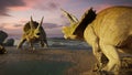 Triceratops horridus dinosaur at the ocean Royalty Free Stock Photo