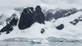 A huge high breakaway glacier is passing by in the southern ocean off the coast of Antarctica, the Antarctic Peninsula