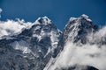 Huge Himalayan mountain amadablam with a glaciers in Nepal