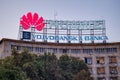 Huge Huawei logo on the top of the building in downtown Belgrade, Serbia Royalty Free Stock Photo