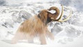 Woolly mammoth, prehistoric mammal in ice age landscape