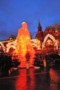 Huge ice figure of a woman in Moscow. The Maslenitsa doll