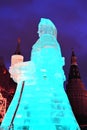 Huge ice figure of a woman in Moscow. The Maslenitsa doll