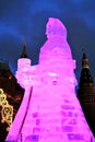 Huge ice figure of a woman in Moscow. The Maslenitsa doll