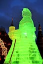 Huge ice figure of a woman in Moscow. The Maslenitsa doll