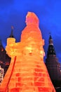 Huge ice figure of a woman in Moscow. The Maslenitsa doll