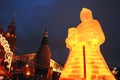 Huge ice figure of a woman in Moscow. The Maslenitsa doll