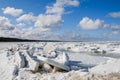 Huge ice stack at seaside. Baltic Sea. Royalty Free Stock Photo