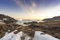 Huge icebergs on arctic ocean in Greenland Royalty Free Stock Photo