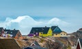 Huge icebergs stranded on the shores of the city of Iulissat, Gr