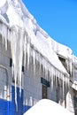 Icicles hanging from a roof