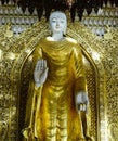 A huge idol of Buddha in Burmese Buddhist Temple Royalty Free Stock Photo