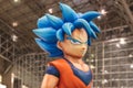 Huge inflatable structure of Son Goku character floating at Jump Festa.