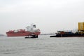 Sailing ships nearby the port of Rotterdam