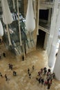 The huge interior of the Guggenheim Museum in Bilbao from a bird`s eye view. Royalty Free Stock Photo