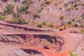 Huge iron ore quarry with working dump trucks and excavators in Kryvyi Rih, Ukraine Royalty Free Stock Photo