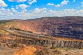 Huge iron ore quarry with working dump trucks and excavators in Kryvyi Rih, Ukraine Royalty Free Stock Photo