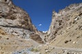 Huge jagged mountains with winding road and river