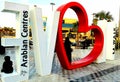 Huge letters as skulpture of Arab Centers U Walk and its red heart in Riyadh Royalty Free Stock Photo