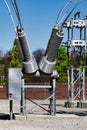 Huge Lightning Arrestors and or Insulators at Power Plant Protecting Lines