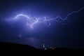 Huge lightning in the sky over the sea