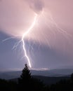 A huge lightning strikes down