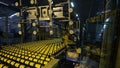 Huge Machine Robot Moves Large Glass Sheet to Stock