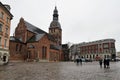 Riga, Latvia, November 2019. The square in front of the Dome Cathedral in late autumn.