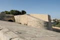 Valletta, Malta, August 2019. Fragment of a stone wall of an old fortress.