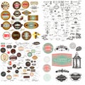 Huge mega vector collection or set of vintage flourishes, calligraphic elements and labes with badges for design Royalty Free Stock Photo