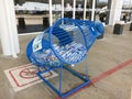 Huge metal bottle - container for plastic bottles near Antalya Airport. Plastic recycling and environmental protection concept