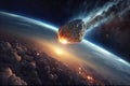 A huge meteorite is approaching the planet earth. Generative AI