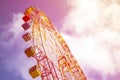 Huge modern colorful bright ferris wheel in an amusement park Royalty Free Stock Photo