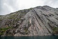 The huge mountain wall in Trollfjorden in Nordland county, Norway. Royalty Free Stock Photo