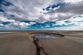 Huge mud volcano crater, natural phenomenon Royalty Free Stock Photo