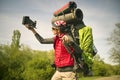 Huge novice backpack in the mountains