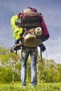 Huge novice backpack in the mountains