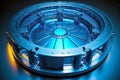 Huge nuclear reactor in shape of ring in blue hue