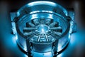 Huge nuclear reactor in shape of ring in blue hue