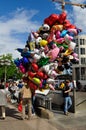 a huge number of balloons with helium sunny day