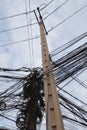 A huge number of electric cables, chaotic urban electric networks in Asia