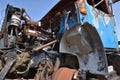 Engine parts of a huge semi cab tractor