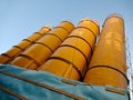 Huge orange silos for building materials Royalty Free Stock Photo