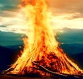 Huge Outdoor Bonfire on mountain