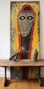 Colorful Papua New Guinea Art A Rustic Still Life Painting On A Wall