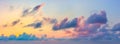 Huge Panorama of  Gentle Sunset  Sunrise Sundown Sky with colorful clouds Royalty Free Stock Photo