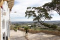 Huge pedestrian stairs with a view on fields surrounding the town of Rabat, Malta