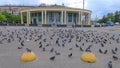 Computer drawing of huge pigeon flock near Moscow metro