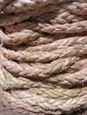 Huge pile of ship ropes, to tow ships in the harbor. Royalty Free Stock Photo